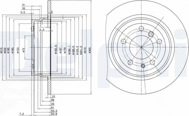 Тормозной диск Delphi задний для BMW 5 III (E34) 1987-1996. Артикул BG2431