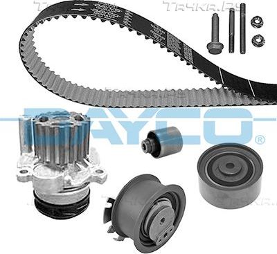 Помпа (водяной насос) с комплектом ремня ГРМ Dayco для SEAT Leon II 2005-2012. Артикул KTBWP4410
