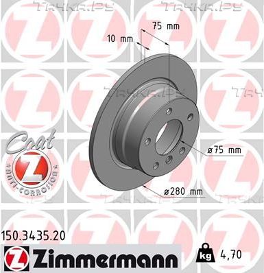 Тормозной диск Zimmermann Coat Z. Артикул 150.3435.20