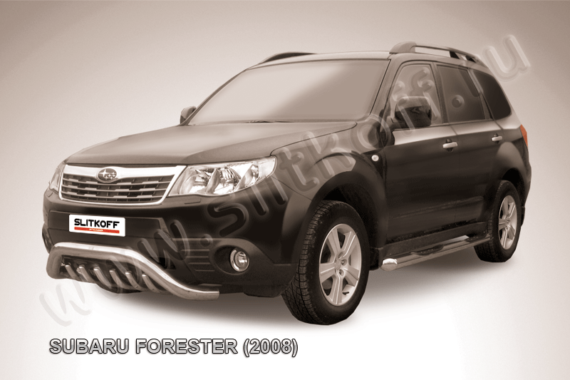 Кенгурятник Slitkoff d76 мини с защитой картера для Subaru Forester III 2008-2012. Артикул SF003