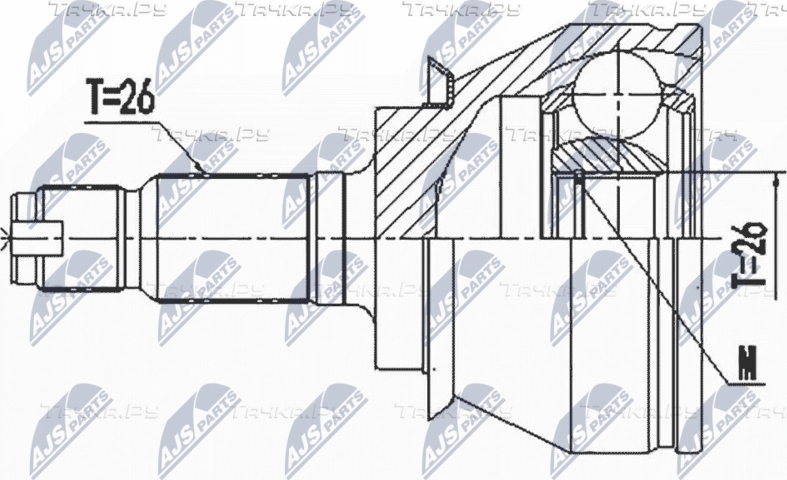 Шрус внутренний (граната) NTY передний для MINI Roadster R59 2011-2015. Артикул NPZ-BM-020