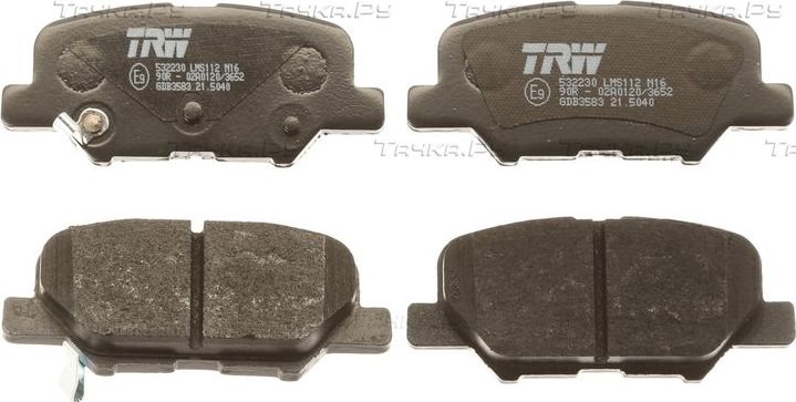 Тормозные колодки TRW COTEC задние для Mitsubishi Outlander III 2012-2026. Артикул GDB3583