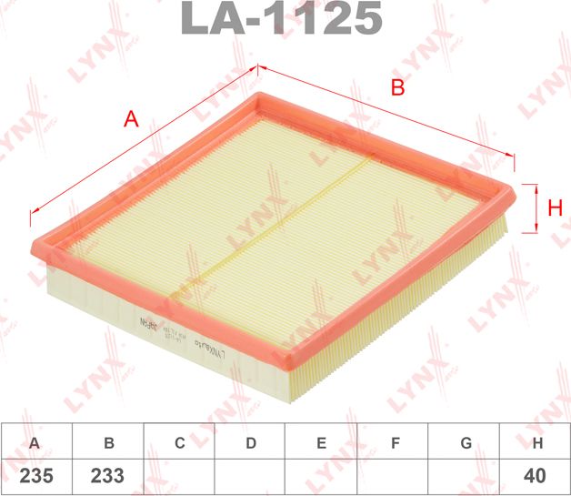 Воздушный фильтр LYNXauto для BMW Z3 I 1995-2003. Артикул LA-1125