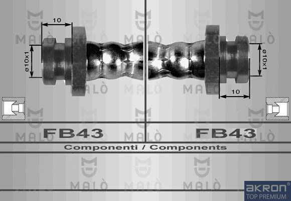 Тормозной шланг Malò задний для Nissan Sunny B14 1990-2000. Артикул 80100