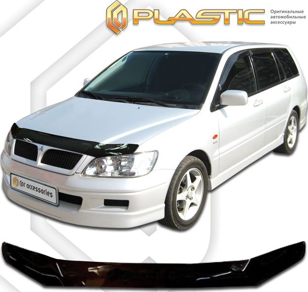 Дефлектор СА Пластик для капота (Classic черный) Mitsubishi Lancer Cargo универсал 2003-2008. Артикул 2010010107840