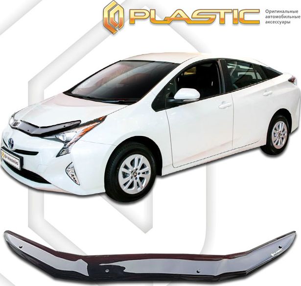 Дефлектор СА Пластик для капота (Classic черный) Toyota Prius IV 2016-2026. Артикул 2010010113360