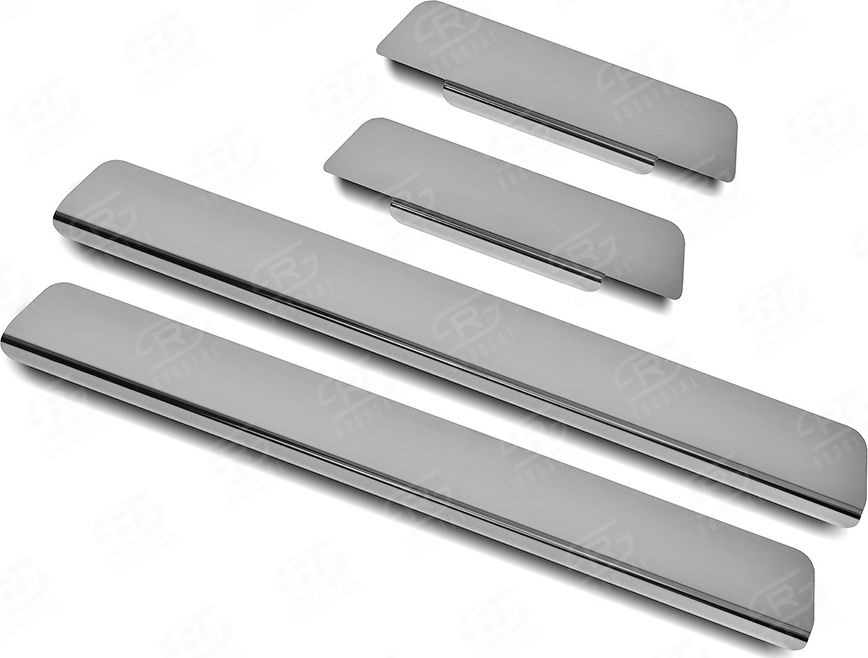 Накладки RusStal на пороги (лист нерж. зеркальный) для Kia Rio IV 2017-2026. Артикул KIRIO17-01