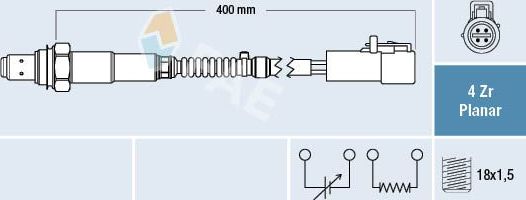 Лямбда-зонд (кислородный датчик) FAE для Ford Mondeo II 1998-2000. Артикул 77253
