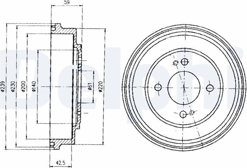 Тормозной барабан Delphi. Артикул BF208
