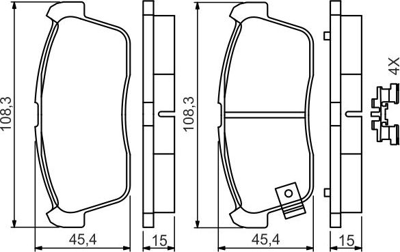 Тормозные колодки Bosch (Low-Metallic). Артикул 0 986 494 618