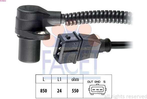 Датчик положения коленвала Facet Made in Italy - OE Equivalent для Opel Sintra 1996-1999. Артикул 9.0252