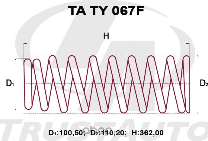 Пружина подвески усиленная () (Trustauto). Артикул TATY067F