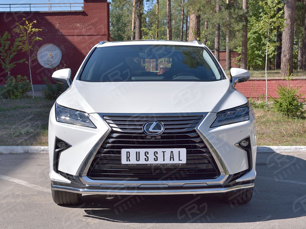 Защита RusStal переднего бампера d42 секция для Lexus RX 200t, 300 2015-2018 (кроме F-Sport). Артикул LRX2Z-002366