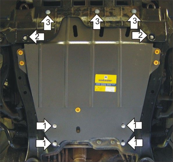 Защита Мотодор для картера, КПП Kia Carnival II 2006-2014. Артикул 01024