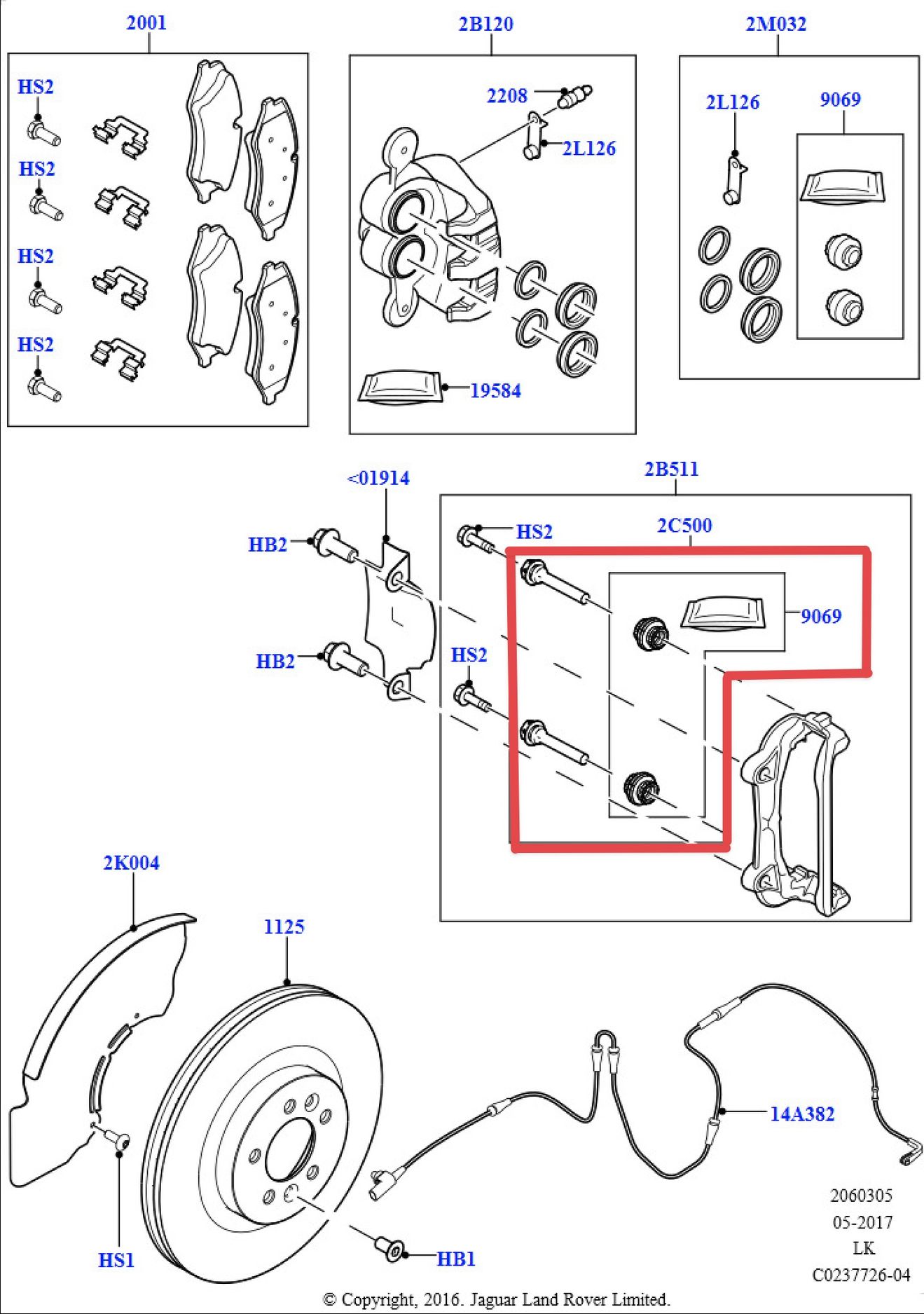 Направляющие суппорта Land Rover. Артикул LR091306