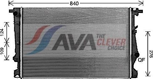 Радиатор охлаждения двигателя AVA для Jeep Cherokee V (KL) 2013-2026. Артикул JE2080