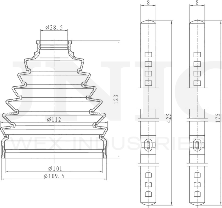 Пыльник ШРУС, комплект (Unio). Артикул DUC-30102K