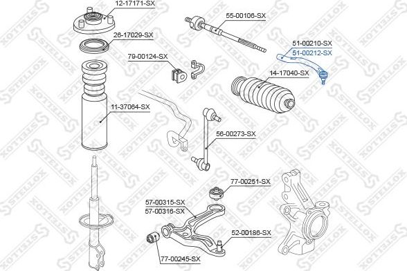 Наконечник рулевой тяги Stellox. Артикул 51-00212-SX