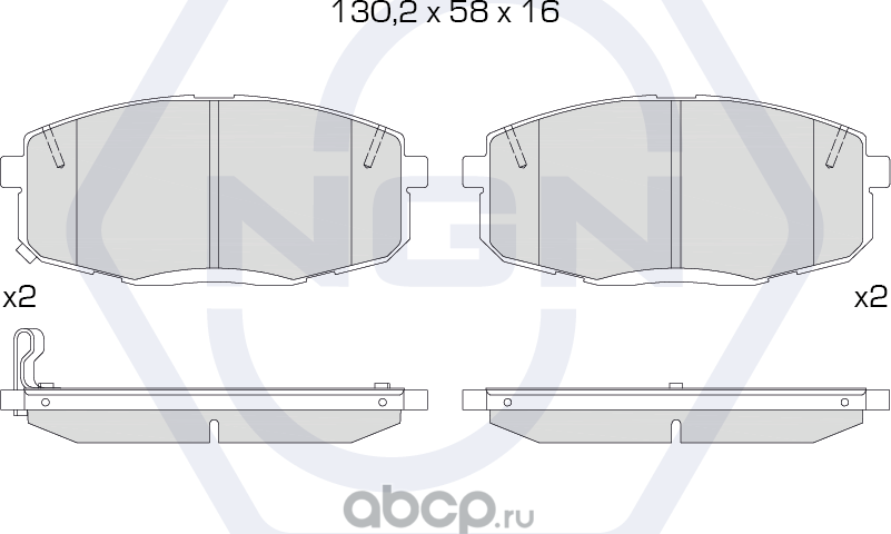 Колодки тормозные керамические, передние (NGN). Артикул 3501916