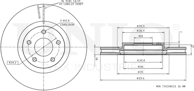 Диск тормозной (Unio). Артикул BRD-20259