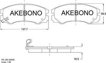Тормозные колодки Akebono Standard. Артикул AN-386WK