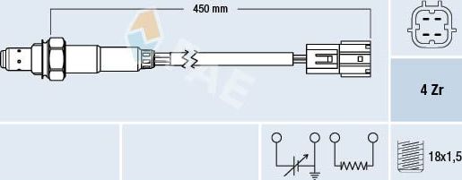 Лямбда-зонд (кислородный датчик) FAE задний для Nissan Primera P11 2000-2002. Артикул 77394