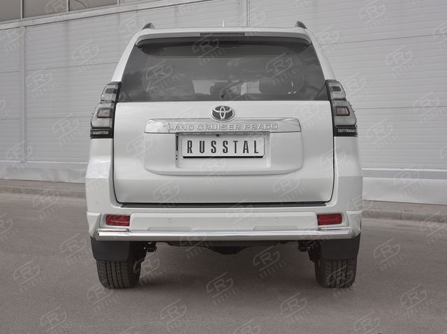 Защита RusStal заднего бампера d63 секции (короткая) для Toyota Land Cruiser Prado 150 Style 2019-2020. Артикул LCPZ-003301
