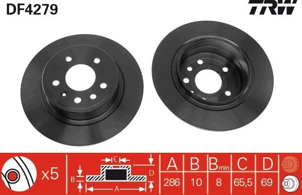 Тормозной диск TRW. Артикул DF4279