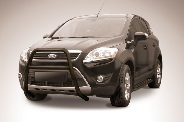 Кенгурятник Slitkoff d57 высокий с одной перемычкой ЧЕРНЫЙ матовый для Ford Kuga I 2008-2012. Артикул FKG002B