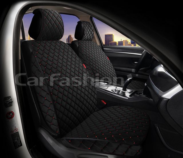 Накидки универсальные CarFashion Sokol Front на передние сидения авто, цвет Черный/Черный/Красный. Артикул 26221