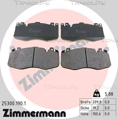 Тормозные колодки Zimmermann передние для BMW X5 III (F15) 2014-2018. Артикул 25300.190.1