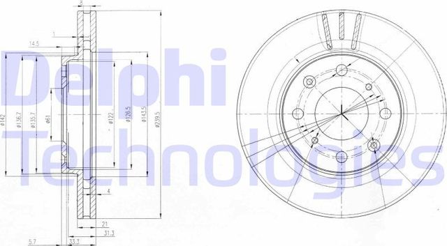 Тормозной диск Delphi передний для Honda Logo 1999-2002. Артикул BG3794