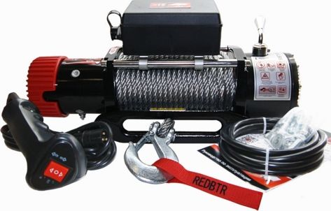 Лебёдка электрическая 12V redBTR HUNTER 9500 lbs 4310 кг (Стальной трос) с чугунным клюзом. Артикул 989501