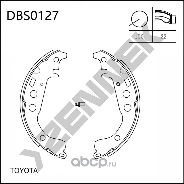 Колодки тормозные барабанные TOYOTA COROLLA 00-08, PRIUS 03-09 (Zennek). Артикул DBS0127