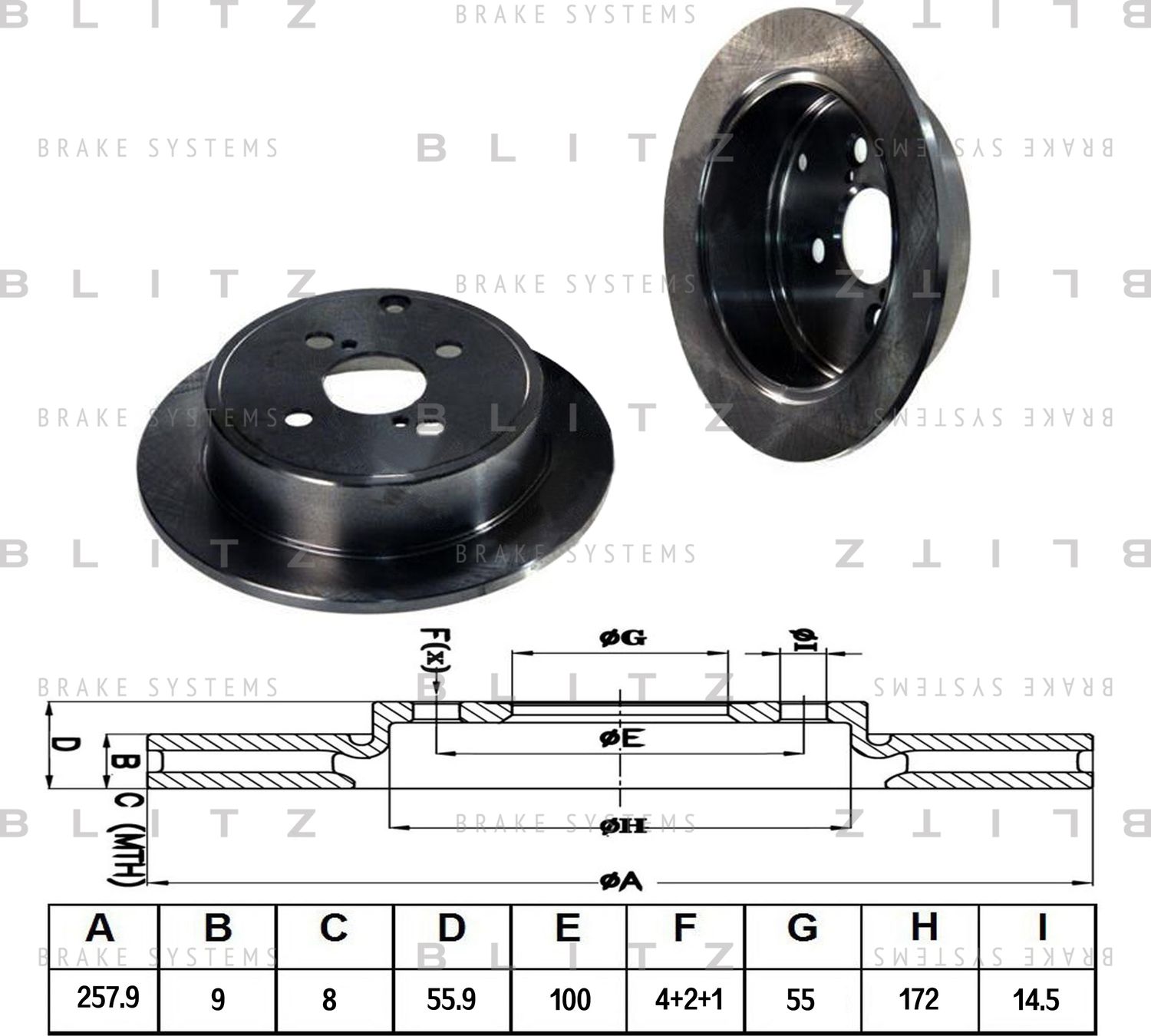 Диск тормозной TOYOTA COROLLA 02- задн. (Blitz). Артикул BS0181
