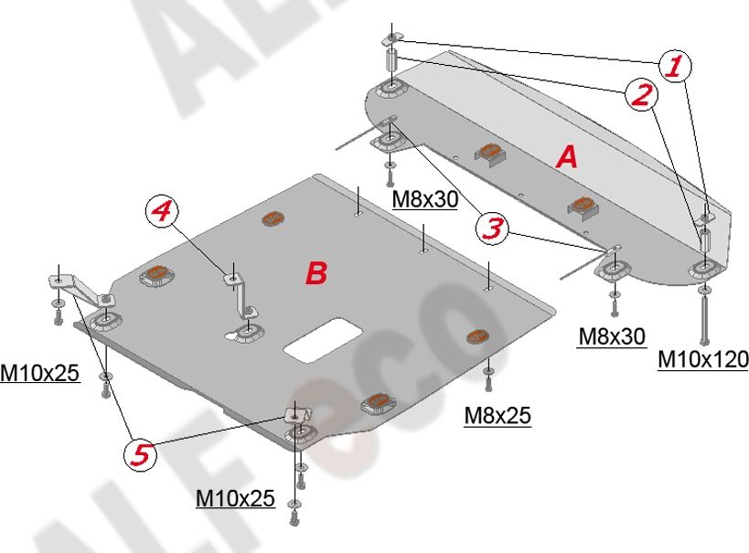 Защита алюминиевая Alfeco для картера и КПП Honda Accord VI 1997-2002. Артикул ALF.09.31al