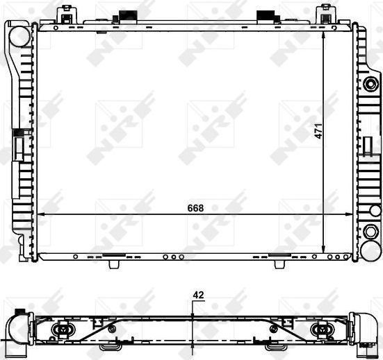 Радиатор охлаждения двигателя NRF (алюминий). Артикул 55316