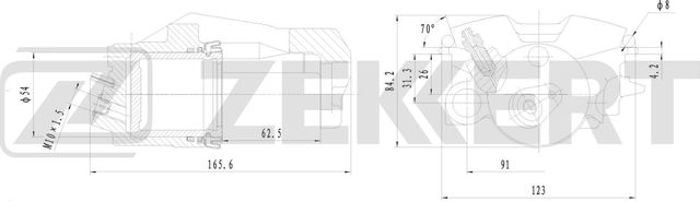 Тормозной суппорт Zekkert (Чугун) передний правый для Skoda Citigo I 2011-2019. Артикул BS-8321