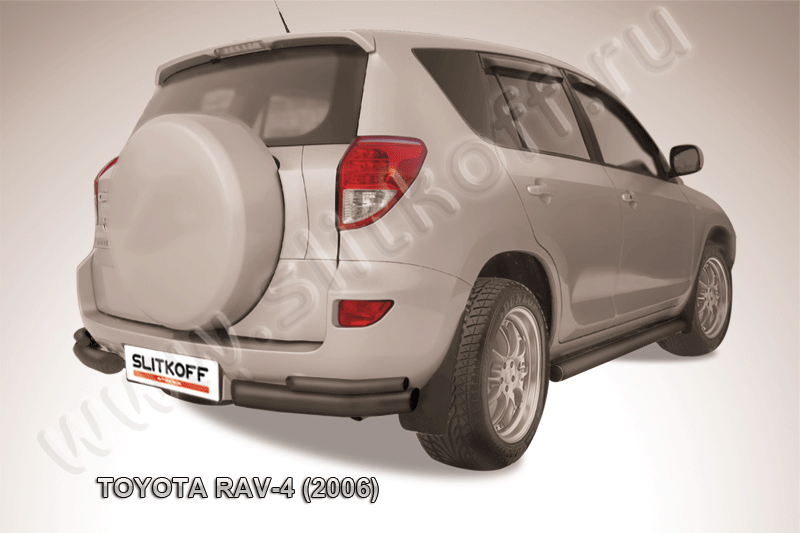 Защита Slitkoff задняя d57 уголки ЧЕРНАЯ матовая для Toyota RAV4 III 2005-2009. Артикул TR4011B