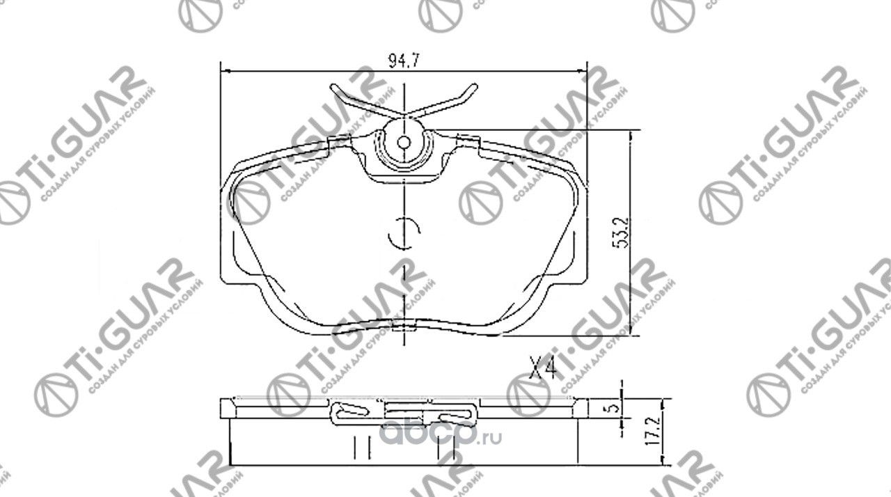 Тормозные колодки (TI-Guar). Артикул TGB817