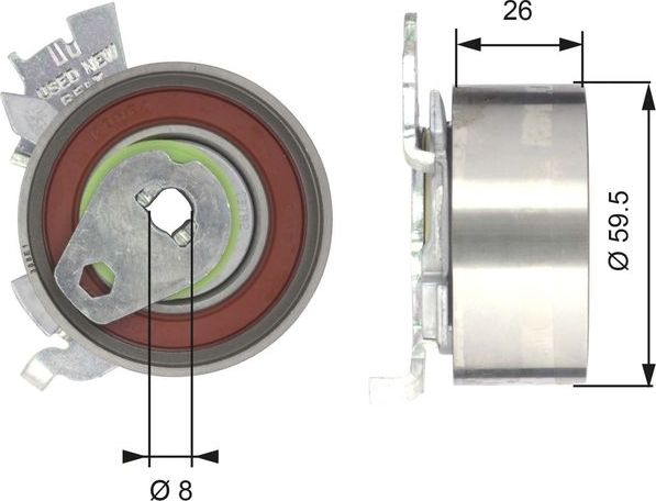 Натяжной ролик (натяжитель) ремня ГРМ Gates PowerGrip®. Артикул T43106