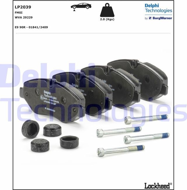 Тормозные колодки Delphi (Low-Metallic) задние для Ford Fiesta VI 2009-2019. Артикул LP2480