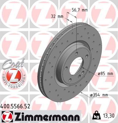 Тормозной диск Zimmermann SPORT Z. Артикул 400.5566.52