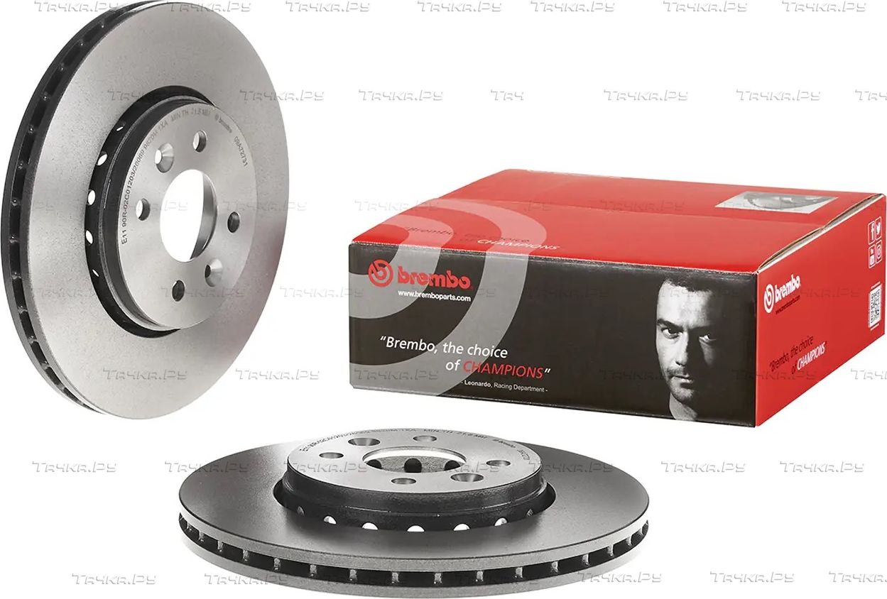 Тормозной диск Brembo PRIME LINE - UV Coated передний для Renault Megane II 2002-2010. Артикул 09.A727.31