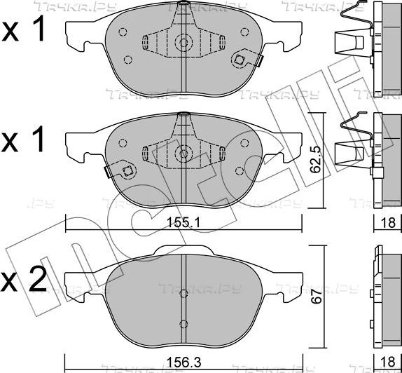 Тормозные колодки Metelli передние для Volvo C30 I 2010-2012. Артикул 22-0534-2
