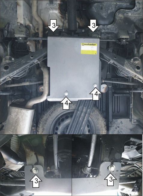 Защита Мотодор для заднего дифференциала Volkswagen Multivan T5 2003-2026. Артикул 02725