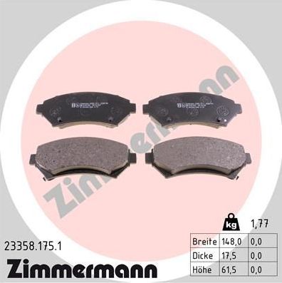 Тормозные колодки Zimmermann. Артикул 23358.175.1