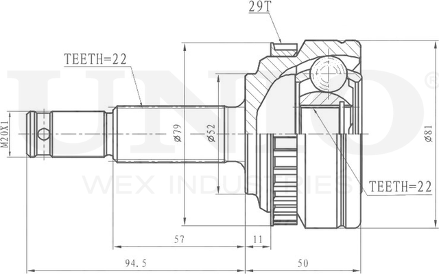 ШРУС наружный (Unio). Артикул CVJ-20123