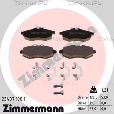 Тормозные колодки Zimmermann передние для Citroen C2 2003-2012. Артикул 23407.190.1