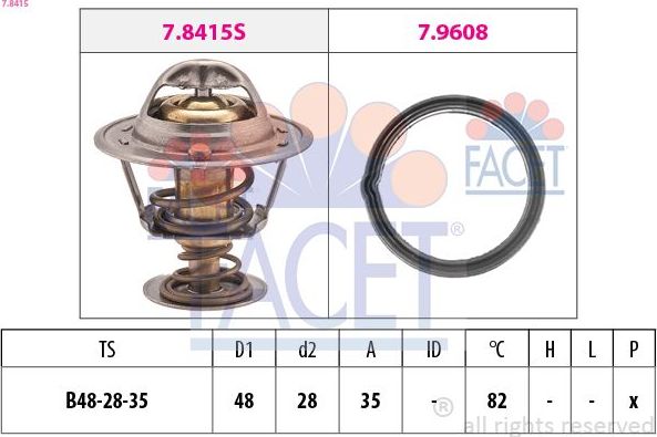 Термостат Facet Made in Italy - OE Equivalent для Hyundai Atos 1998-2000. Артикул 7.8415